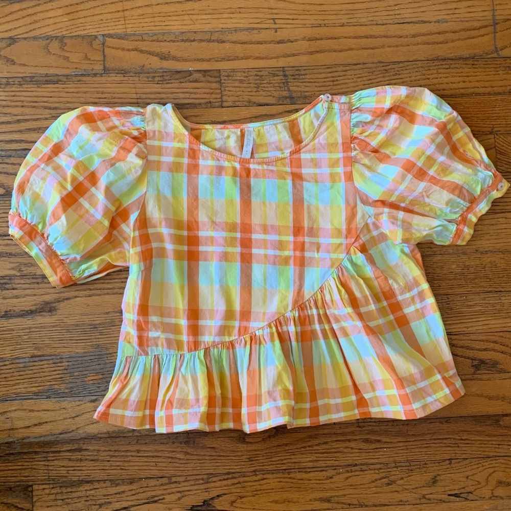 Urban Outfitters Puff Sleeve Peplum Top